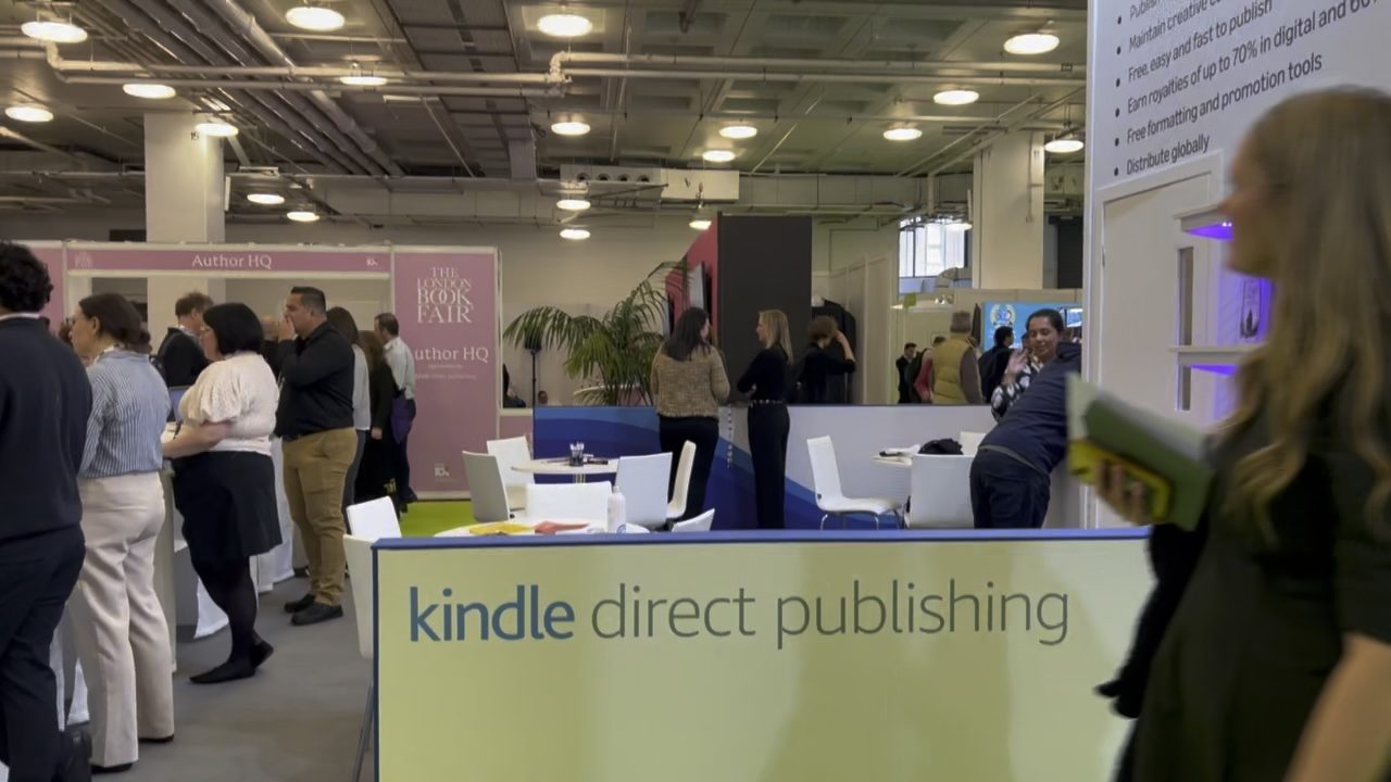 Author HQ banners beside the Kindle Direct Publishing counter at the London Book Fair